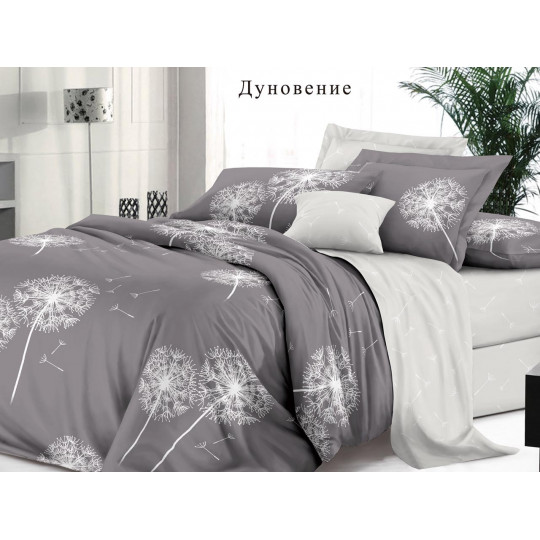 КПБ Сатин De Luxe 1,5 спальный рис. Дуновение