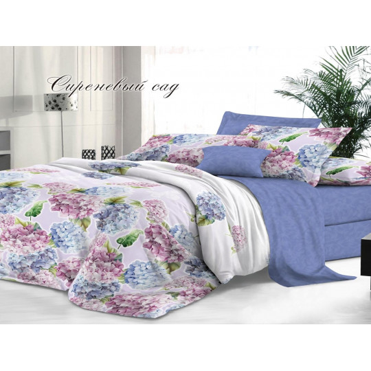 КПБ Сатин De Luxe Евро рис. Сиреневый сад