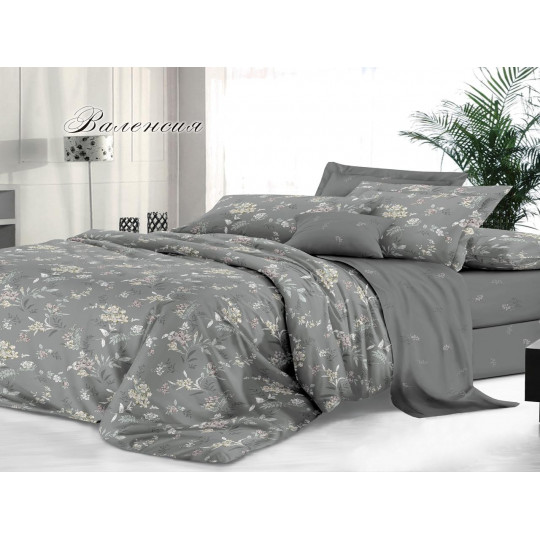 КПБ Сатин De Luxe 1,5 спальный рис. Валенсия