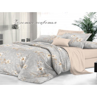 КПБ Сатин De Luxe Евро рис. Золотые соцветия