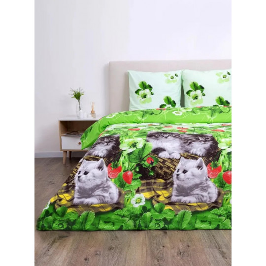 КПБ Василиса бязь 1,5 спальный рис. 4313 Котята в землянике